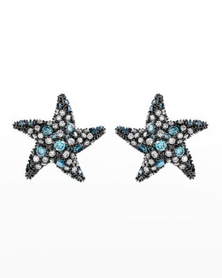 Starfish Blue and White Diamond Earrings