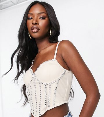 Starlet Exclusive embellished corset top in champagne-Gold