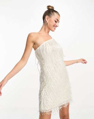 Starlet exclusive fringe sequin mini dress in silver