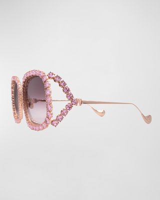Starry Sky Rose Gold Mixed-Media Square Sunglasses