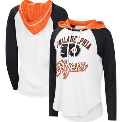 STARTER Women's G-III Sports by Carl Banks White/Black Philadelphia Flyers MVP Raglan Hoodie T-Shirt