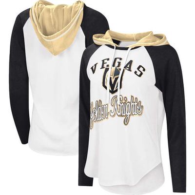 STARTER Women's G-III Sports by Carl Banks White/Black Vegas Golden Knights MVP Raglan Lightweight Hooded T-Shirt