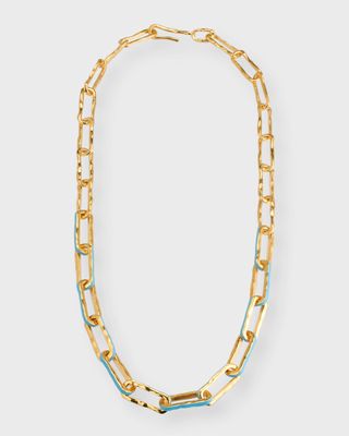 Statement Wave Chain Necklace with Enamel