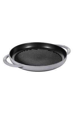 Staub 10-Inch Round Enameled Cast Iron Double Handle Grill Pan in Graphite