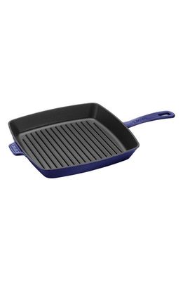 Staub 12-Inch Enameled Cast Iron Grill Pan in Dark Blue