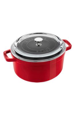 Staub 4-Quart Enameled Cast Iron Dutch Oven with Glass Lid in Cherry