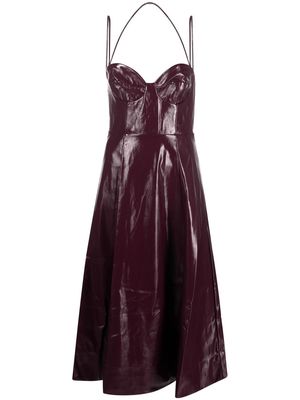 STAUD Abstract faux-leather dress - Purple