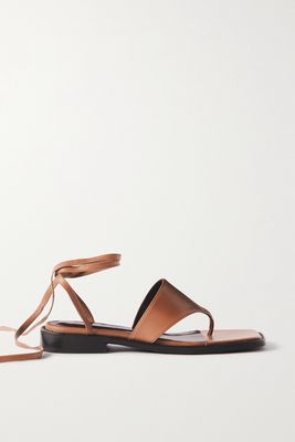 STAUD - Alexandre Lace-up Leather Sandals - Brown