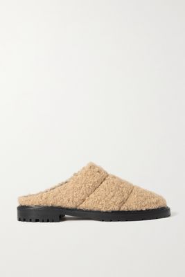STAUD - Astro Quilted Faux Shearling Mules - Neutrals