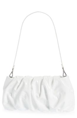 STAUD Bean Convertible Leather Clutch in White
