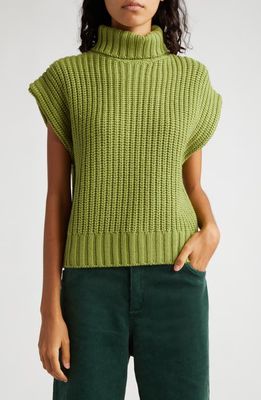 STAUD Bette Cap Sleeve Merino Wool Sweater in Fern