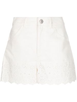 STAUD broderie-anglaise trim shorts - White