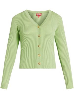 STAUD Cargo ribbed-knit cardigan - Green