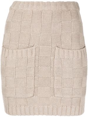 STAUD check-pattern knitted skirt - Brown
