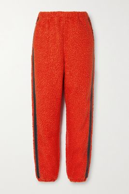 STAUD - Chutes Faux Leather-trimmed Fleece Track Pants - Red