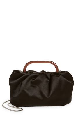STAUD Cory Ruched Satin Bag in Black