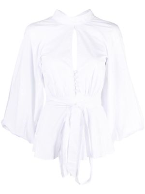 STAUD Danica cut-out belted blouse - White