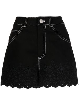 STAUD embroidered fitted shorts - Black