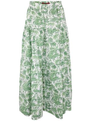 STAUD floral-print midi skirt - Green
