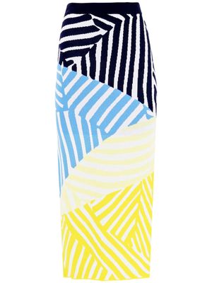 STAUD Giovanni mosaic-intarsia midi skirt - Yellow