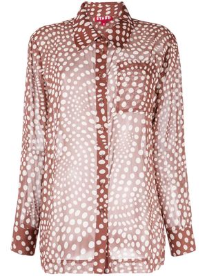 STAUD graphic-print semi-sheer shirt - Brown