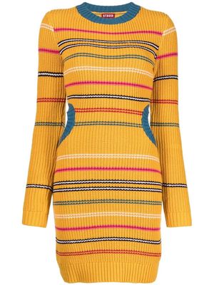 STAUD knitted striped mini dress - Yellow
