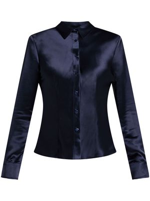 STAUD long-sleeve satin shirt - Blue