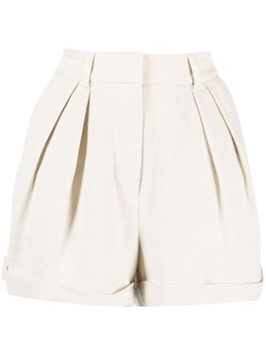 STAUD Luisa pleat-detail shorts - Neutrals