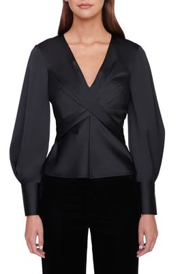 STAUD Madison Cross Front Blouse in Black