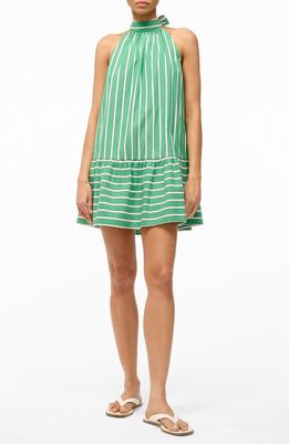 STAUD Marlowe Stripe Stretch Shift Minidress in Seaweed Stripe