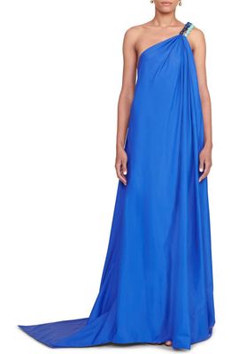STAUD Mason One-Shoulder Gown in Lapis