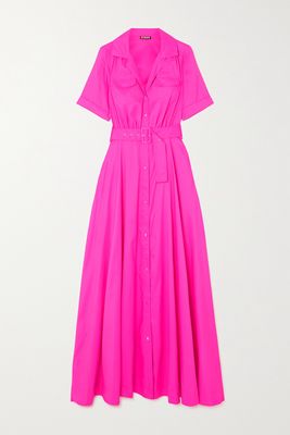 STAUD - Millie Belted Recycled Taffeta Maxi Shirt Dress - Pink