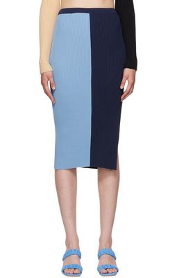 Staud Navy & Blue Lorraine Midi Skirt