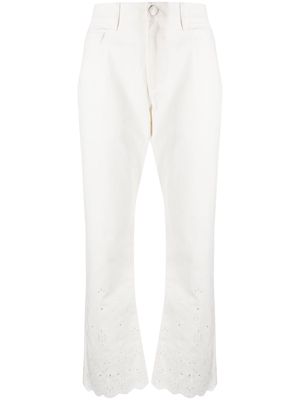 STAUD Noemie eyelet-embroidered straight jeans - White