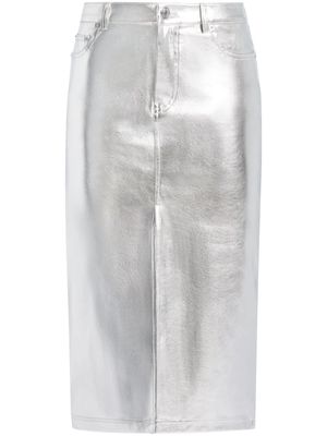 STAUD Oaklyn metallic-effect midi skirt - Silver