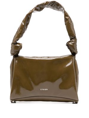 STAUD patent-finish leather shoulder bag - Green