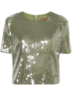 STAUD Quincy sequinned T-shirt - Green