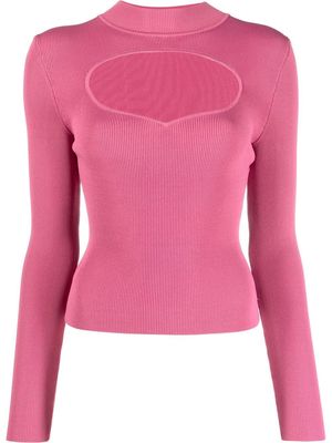 STAUD ribbed-knit cut-out jumper - Pink