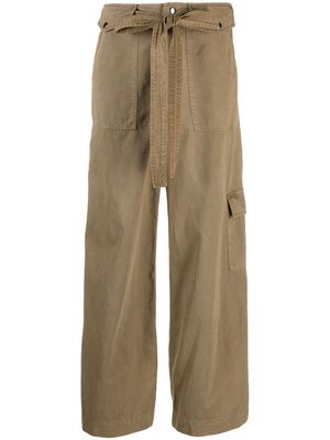 STAUD Rosemary belted cotton trousers - Green