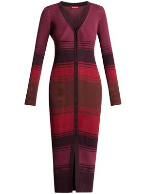 STAUD Shoko striped knitted dress - Red