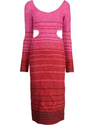 STAUD stripe-print cut-out dress - Pink