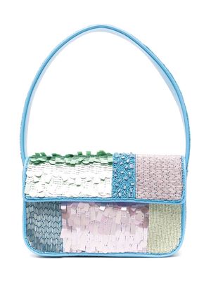 STAUD Tommy bead-detailing sequinned bag - Blue