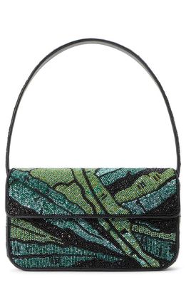 STAUD Tommy Beaded Shoulder Bag in Green Palm