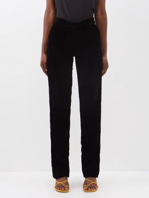 Staud - Tosca Velvet Straight-leg Trousers - Womens - Black