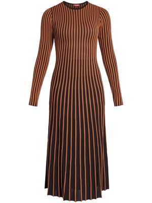 STAUD two-tone ribbed-knit dress - Brown