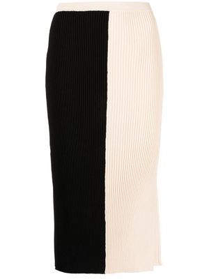 STAUD two-toned ribbed knit skirt - White