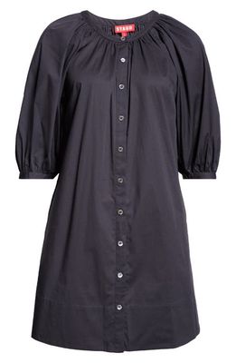 STAUD Vincent Stretch Cotton Mini Shirtdress in Black