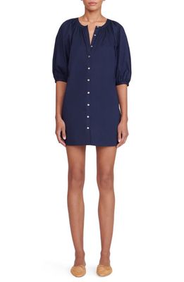 STAUD Vincent Stretch Cotton Mini Shirtdress in Navy