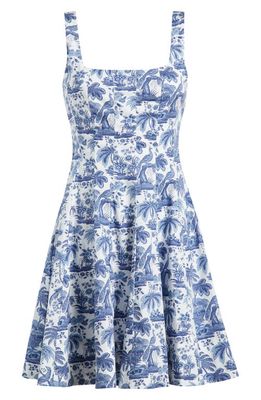 STAUD Wells Dot Minidress in Blue Toile