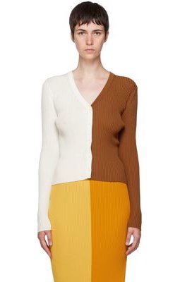 Staud White & Brown Cargo Sweater